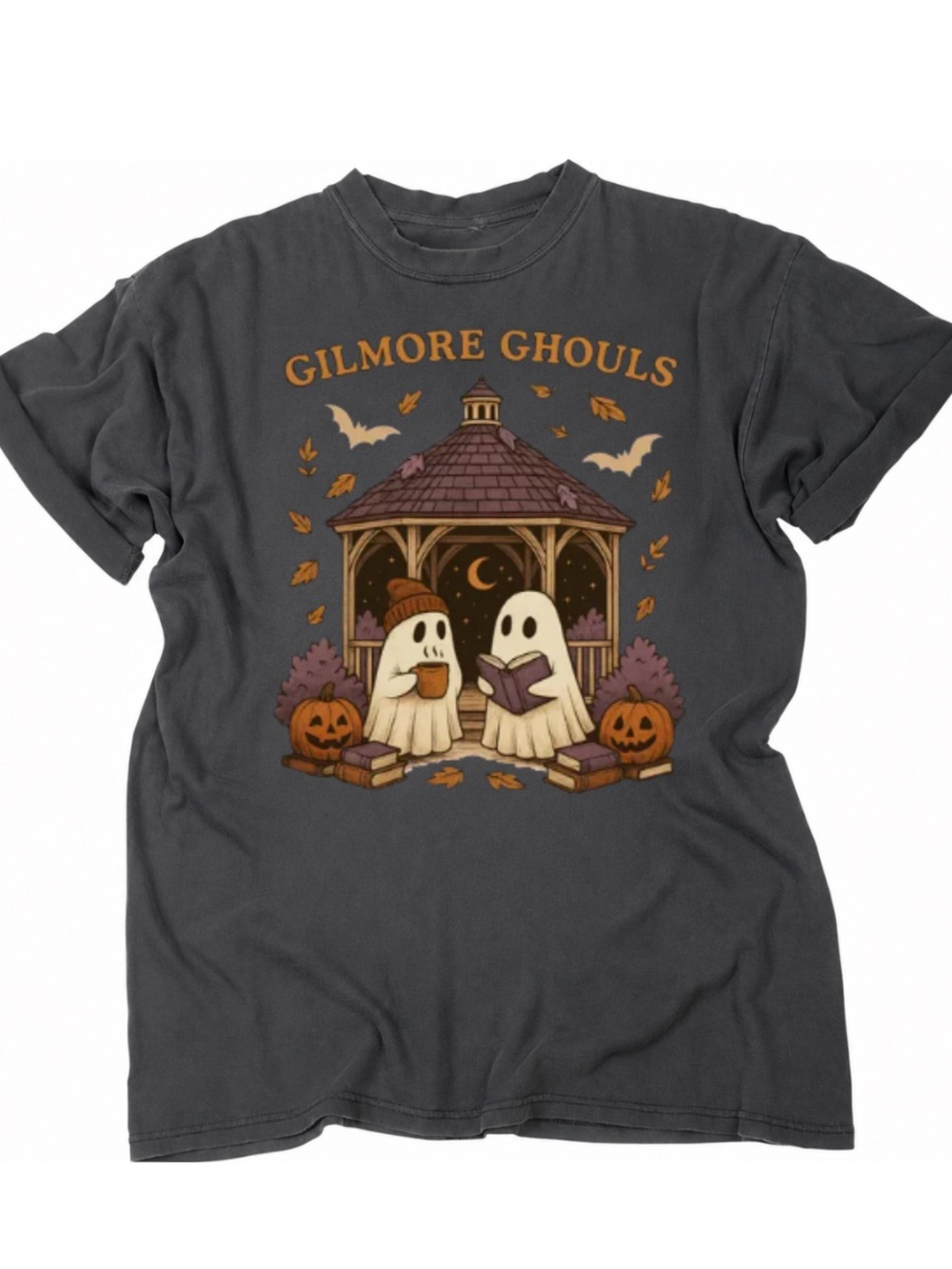 Black Gilmore Ghouls Charcoal Graphic Halloween Tee